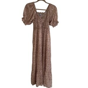 Polagram Floral Off Shoulder Midi Dress Small Pink Spring Summer